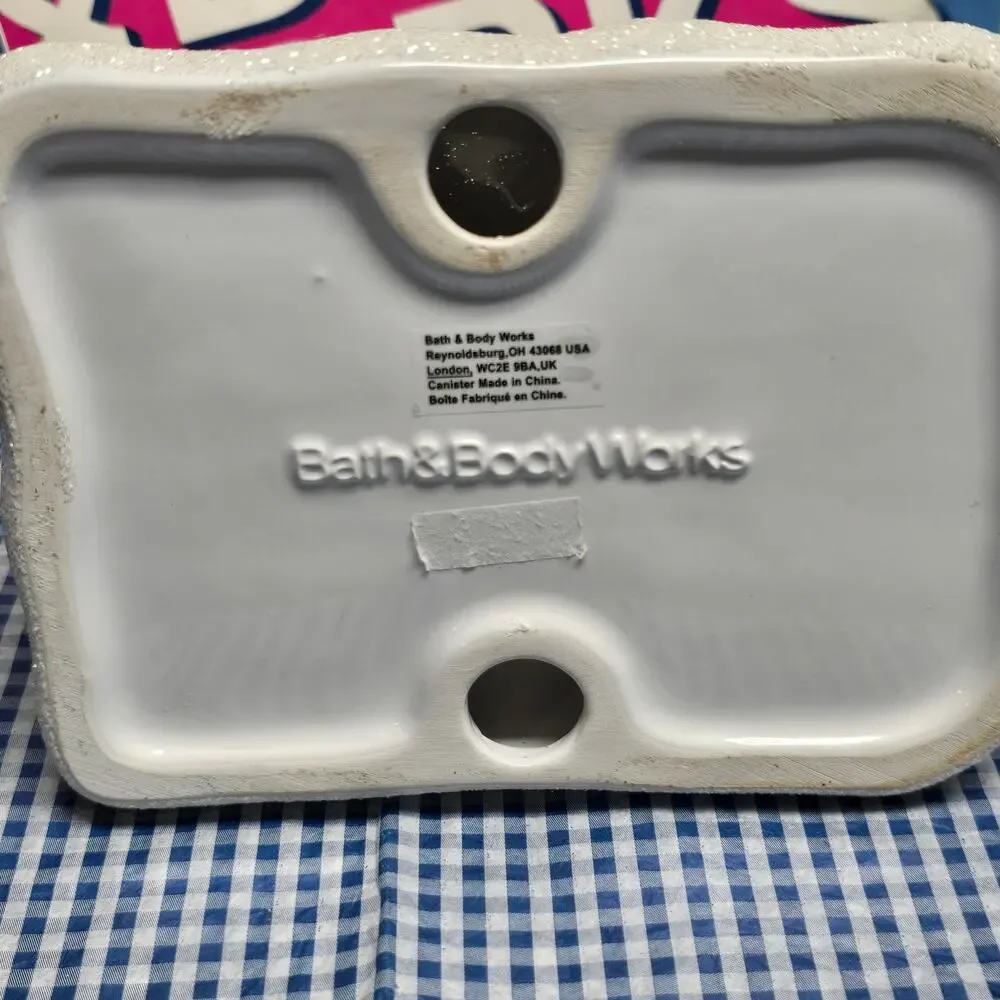 BBW Glittery White Gold Crown Polar Bear Hand Soap Holder